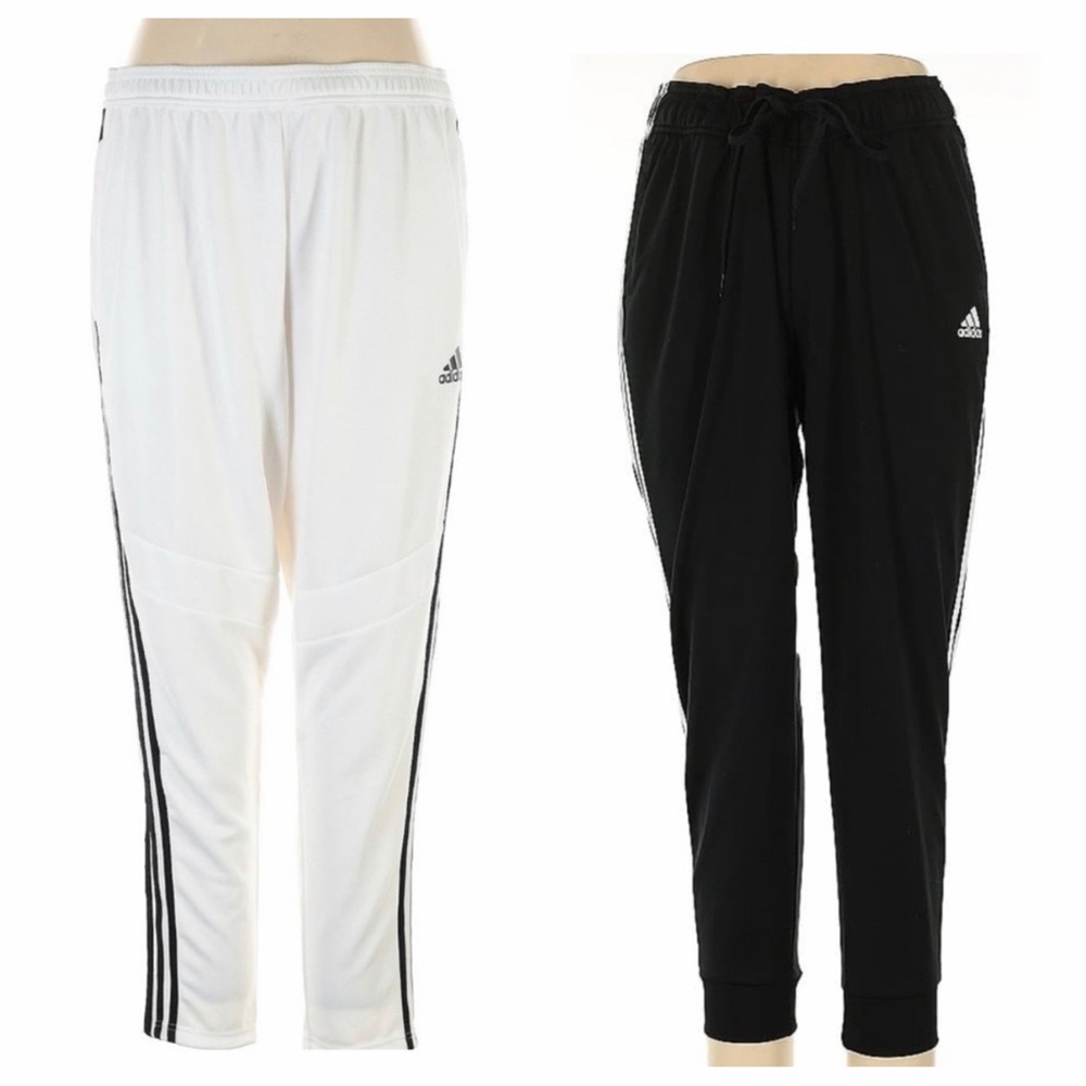 2 Pairs Adidas track pants black and white joggers